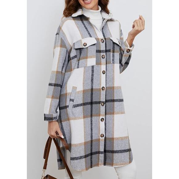 Plaid Button-Up Coat - Picture 3 of 4